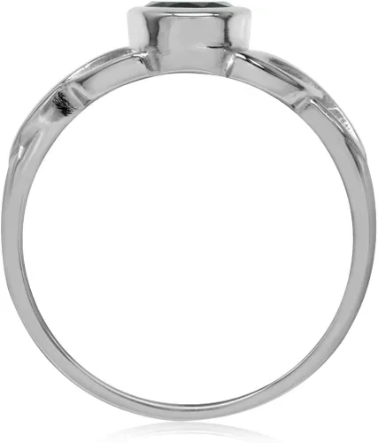 Miniatura 3 de Silvershake Anillo de plata de ley 925 con piedra natal ovalada de 7x5MM con nudo de trinidad celta triquetra
