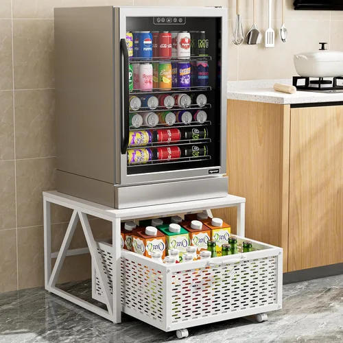 Miniatura 10 de Urban Deco Mini soporte para refrigerador con almacenamiento, carrito de refrigerador resistente con cesta de cajón, mini mesa de refrigerador