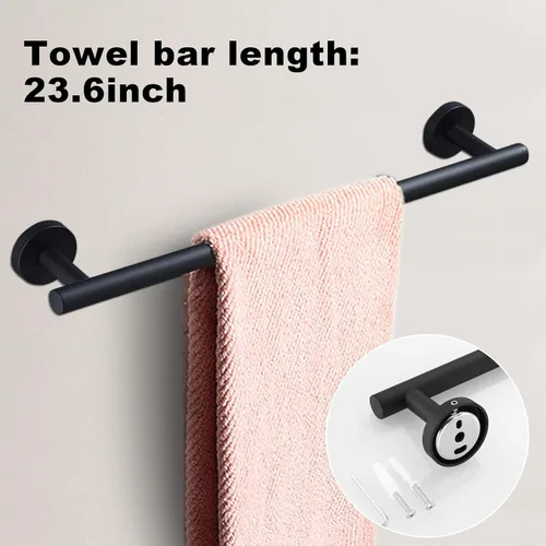 Miniatura 3 de Juego de 8 toallas de baño, incluye 2 toallas de 23.6 pulgadas, 2 ganchos para toallas, 2 anillos de toalla, 2 soportes para papel higiénico