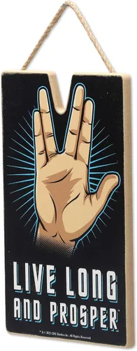 Miniatura 2 de Open Road Brands Star Trek Live Long and Prosper Vulcan Salute - Decoración de pared de madera colgante - Divertido letrero de Star Trek para hombre