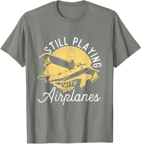 Miniatura 30 de Still Playing With Airplanes - Camiseta de control remoto RC Avión Piloto, Negro