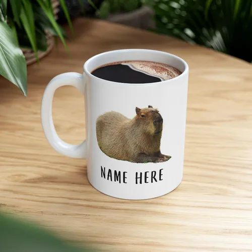 Miniatura 7 de Funny Capybara - Taza de café con nombre personalizado de Navidad 2025, color blanco, 11 onzas