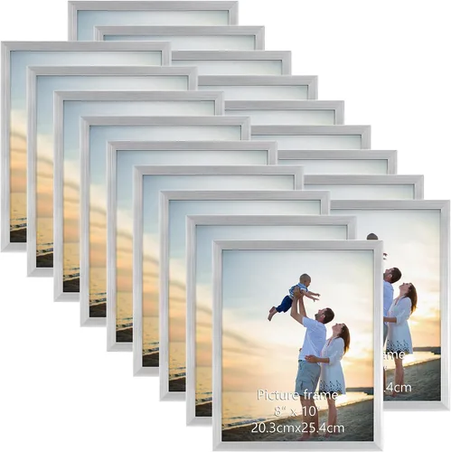 Miniatura 32 de Hoikwo 18 paquetes de marcos de fotos de plástico negro de 3.5x5 multifuncionales con cubierta de plástico para fotos familiares, obras de arte
