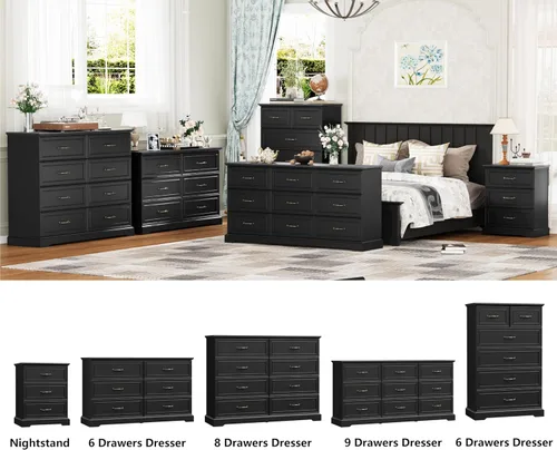 Miniatura 7 de Thacuok Cómoda de 3 cajones para dormitorio, cómoda de madera de 24 pulgadas de ancho, cómoda rústica de granja con cajones grandes y asas de metal