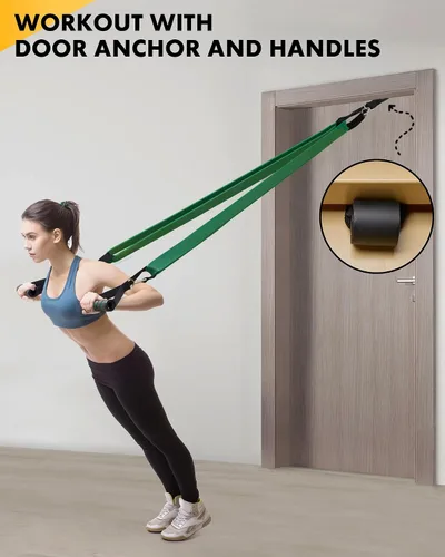 Miniatura 6 de Bandas de resistencia de Equipro, bandas de ejercicio, bandas de resistencia para entrenar con asas y anclaje de puerta, bandas de entrenamiento