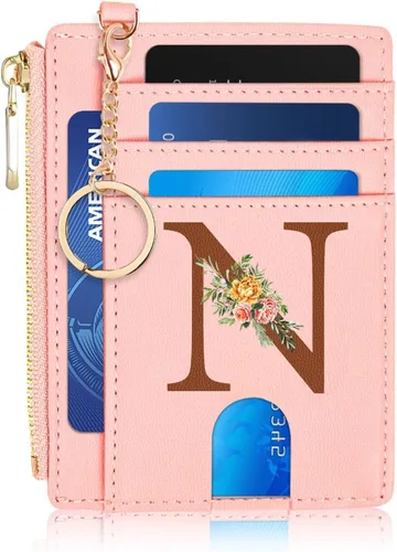 Miniatura 42 de Tarjetero para mujer minimalista y delgado con bolsillo frontal, bloqueo RFID, cartera compacta con ventana para identificación y bolsillo