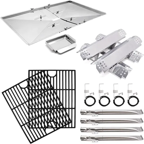 Piezas de repuesto para parrilla Nexgrill 720-0830H, 720-0830D, bandeja de grasa ajustable de 24 a 27 pulgadas, rejillas de hierro fundido de 17