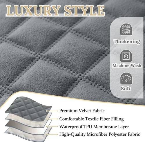 Miniatura 3 de HDCAXKJ Funda seccional de esquina impermeable para sofá de terciopelo en forma de L, fundas para sofá para mascotas, perros, suaves, resistentes