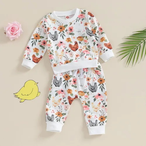 Miniatura 4 de Conjunto de sudadera para bebé niña con texto en inglés "Daddy Mama" de manga larga para otoño e invierno