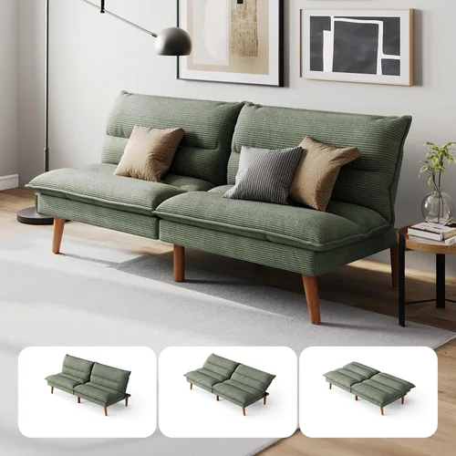 Miniatura 11 de LINSY HOME Sofá cama tipo futón – Sofá cama de pana convertible con respaldo ajustable, moderno sofá cama pequeño para espacios pequeños, sala