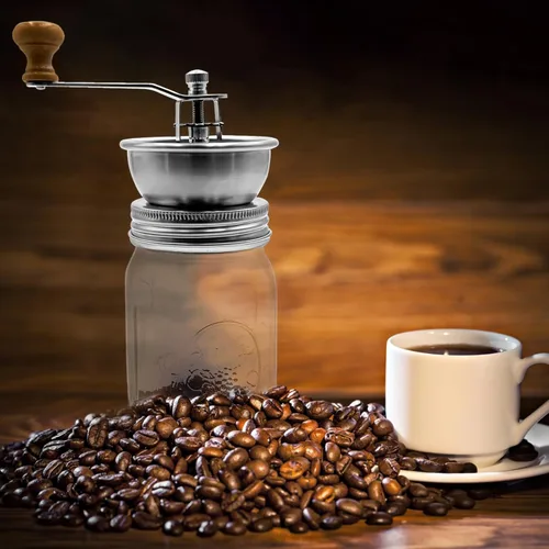 Miniatura 7 de Molinillo de café de tarro masón, accesorio de tapa manual para tarros Mason de boca regular, tapa de tarro Mason de acero inoxidable y rebabas