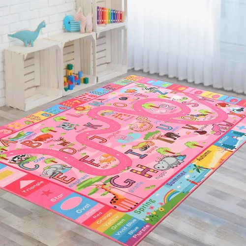 Miniatura 9 de Terrug Alfombra infantil para sala de juegos, antideslizante, lavable, mapa educativo de la ciudad para el aula, alfombra