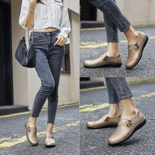 Miniatura 6 de LAZYPOP Mocasines de cuero clásicos y cómodos para mujer, bonitos zapatos de vestir informales, ligeros, para caminar, zapatos planos