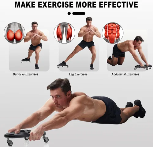 Miniatura 4 de HOTWAVE Rueda de rodillo de abdominales para entrenamiento de núcleo, equipo de ejercicio abdominal extra ancho para abdominales, brazos y espalda