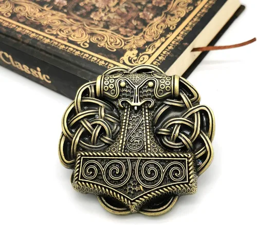 Miniatura 4 de YOQUCOL Hebilla de cinturón de estilo vikingo de la vendimia hebilla de cinturón de cruz del nudo celta para los hombres