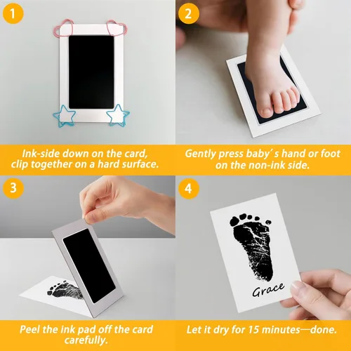 Miniatura 6 de Kit de 4 huellas y manos sin tinta para bebés, kit de huellas y huellas para perros, gatos, mascotas, almohadilla de tinta de tacto limpio