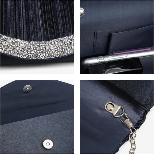 Miniatura 6 de Dasein Bolsos de noche de satén para mujer, bolsos de mano, bolsos de boda, bolsos formales, para fiesta, graduación, con diamantes de imitación