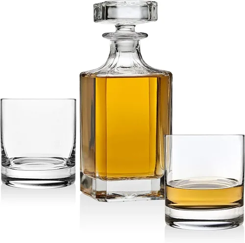 Miniatura 4 de Godinger Clarion - Decantador de whisky cuadrado con tapón de vidrio para vino, bourbon, brandy, licor, jugo, 25 onzas, perfecto para grabar