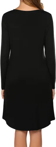 Miniatura 5 de HOTOUCH Camisón de manga larga para mujer, con estampado lindo, suave, hasta la rodilla, pijama para dormir