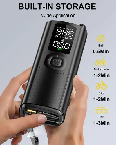 Miniatura 4 de Inflador de neumáticos portátil para neumáticos de automóvil, compresor de aire inalámbrico de 150 PSI con medidor de presión digital, apagado