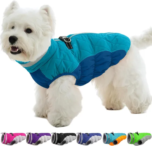 Miniatura 64 de Abrigo de invierno para perro, chaqueta grande para perro, chaqueta impermeable para mascotas con cremallera trasera, abrigo para mascotas con arnés