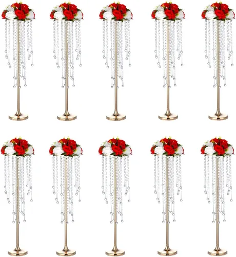 Miniatura 9 de Centros de mesa de cristal para mesas, soporte de flores doradas para boda, fiesta, centro de mesa, decoración del hogar Dorado