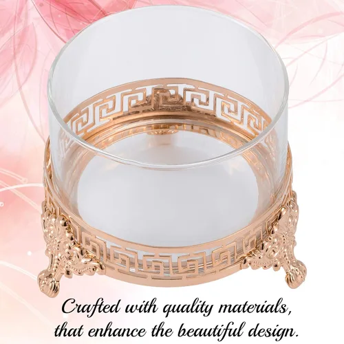 Miniatura 4 de Matashi Azucarero chapado en oro rosa, plato de miel, cuenco de cristal con diseño contemporáneo con cuchara tachonada de cristal, día de la madre