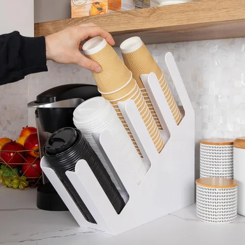 Miniatura 6 de Mind Reader - Soporte acrílico de 3 compartimentos para vasos desechables apilados, para bebidas calientes o frías
