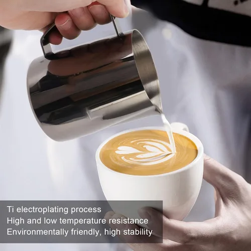 Miniatura 2 de CHICIRIS Jarra espumadora de leche de 20 onzas, taza espumadora de leche de 20 onzas, con boca puntiaguda, accesorios de espresso, jarra de leche
