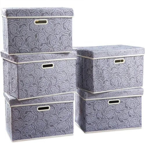 Miniatura 10 de PRANDOM Caja de almacenamiento plegable más grande con tapa [1 unidad] Contenedor Cesta Organizadora Cubo de Almacenamiento Decorativo de Tela