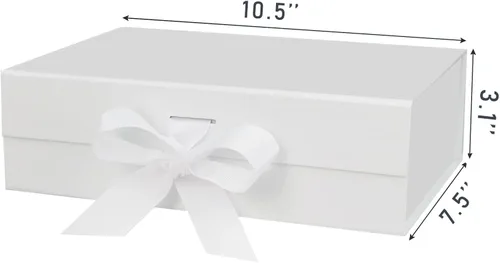 Miniatura 2 de DaiUni Paquete de 5 cajas de regalo magnéticas blancas de 10.5 x 7.5 x 3.1 pulgadas con tapa y cinta para regalos Blanco