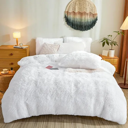 Miniatura 18 de Besfunny Juego de funda de edredón de felpa mullida y acuática Twin Set – Juego de ropa de cama de piel sintética de felpa acuática de 2 piezas