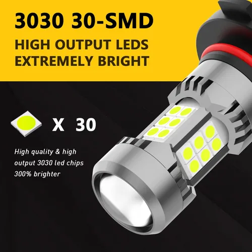 Miniatura 2 de Phinlion Bombillas LED antiniebla H10, 3200 lúmenes color azul hielo, súper brillantes PY20D 9145, focos antiniebla de repuesto para coches