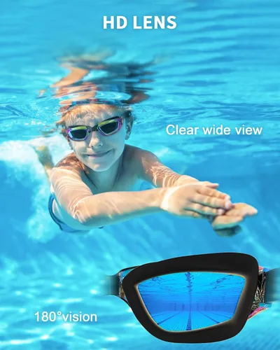 Miniatura 6 de gafas de natación para niños con pinza para la nariz, tapones para los oídos, puente de nariz para niños de 3 a 15 años Negro