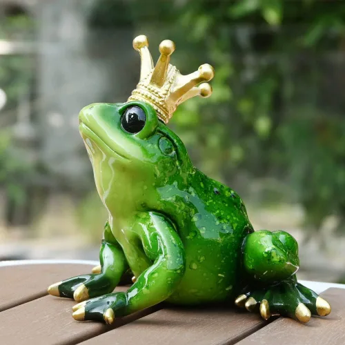Rana Príncipe Corona Prime Adorno de Dormitorio Coleccionable Estatua Figurita Linda Decoraciones para Escritorio de Oficina en Casa Estanterías