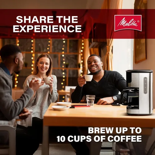 Miniatura 5 de Melitta Aroma Tocco - Cafetera de goteo de vidrio de 10 tazas, automática y programable, capacidad de 96 onzas con 5 filtros de café, color negro