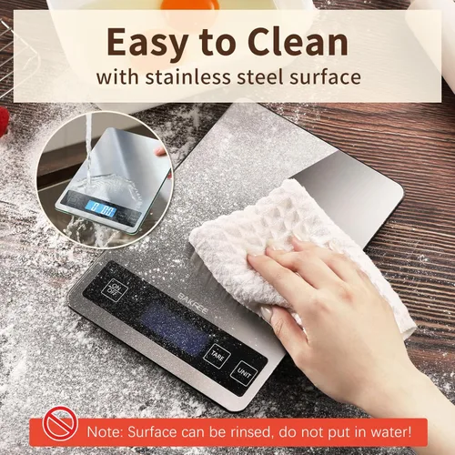 Miniatura 5 de Báscula de cocina digital de 33 lb con acero inoxidable y vidrio templado, recargable por USB, graduación precisa de 1 g / 0.05 oz, superficie