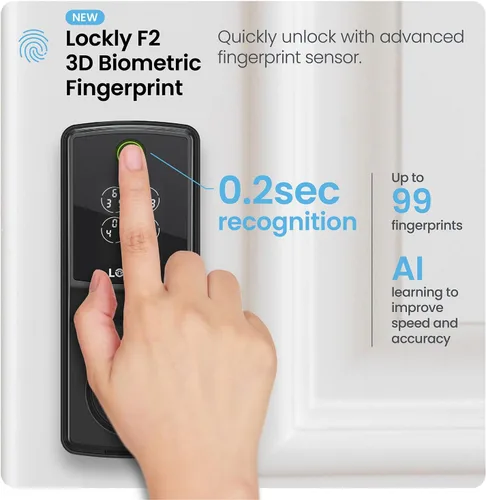 Miniatura 4 de Lockly Secure Pro (2025 Última Versión), Cerradura Inteligente con Wi-Fi Integrado, Nueva Generación de Cerradura de Puerta con Huella Dactilar