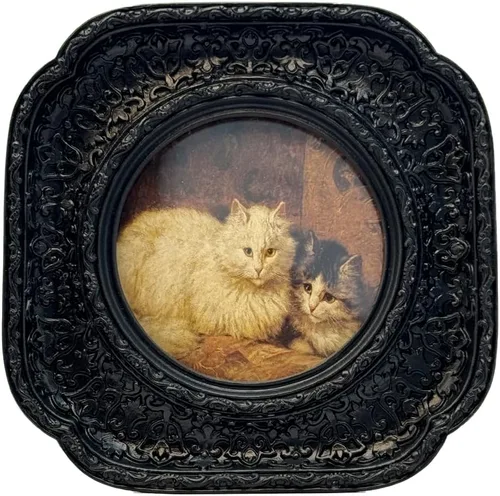 Miniatura 12 de CISOO Marco de Fotos Ovalado Pequeño Vintage de 2.5 x 3.5 Pulgadas, Marco de Fotos Negro Ornamentado Antiguo Tamaño Cartera para Mesa y Exhibición