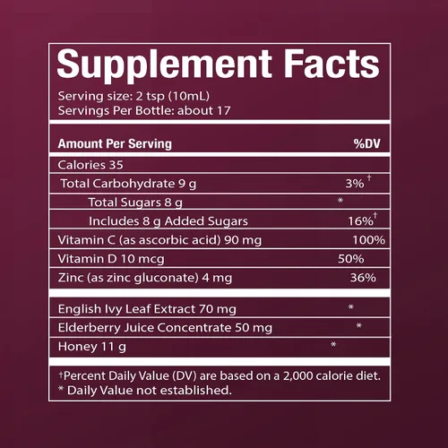 Miniatura 8 de TUKOL Naturals Jarabe de saúco con vitamina C, D y zinc, suplemento de apoyo inmunológico con miel natural para adultos y adolescentes, refuerzo