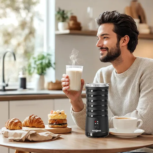 Miniatura 8 de Espumador de leche, vaporizador y espumador de leche 4 en 1 Paris Rhône, calentador de leche de espuma caliente y fría con control de temperatura