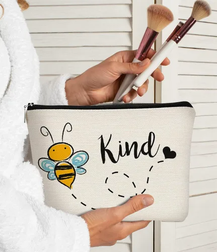 Miniatura 4 de Be Kind - Bolsa de maquillaje de abeja de miel, bonita bolsa de cosméticos de abeja de miel, la mejor idea de regalo para amantes de las abejas