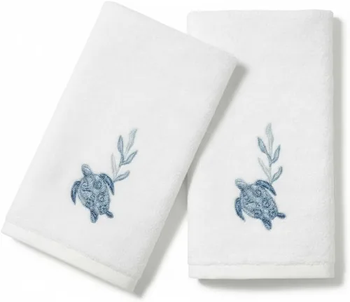 Miniatura 13 de Avanti Linens – Juego de toallas para los dedos, toallas de baño de terciopelo 100% algodón con estrellas de mar bordadas y coral, reverso de rizo