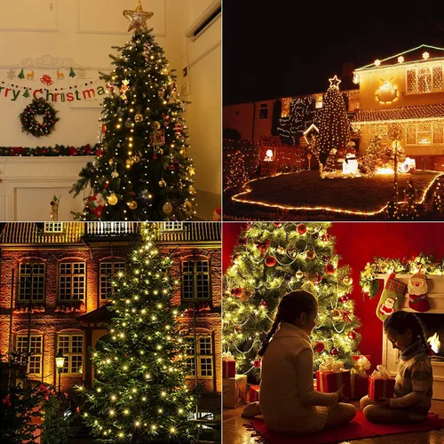 Miniatura 5 de Areker Luces de árbol de Navidad, 400 luces LED para árbol de Navidad con anillo, 10 x 6.6 pies, ultra brillantes, en forma de diamante, luces
