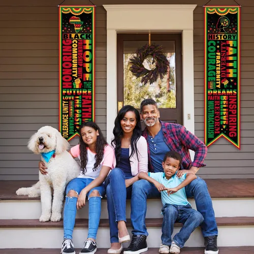 Miniatura 4 de Blulu 2 pancartas negras para puerta del mes de la historia, decoraciones para el aula, letrero de porche afroamericano, cartel inspirador