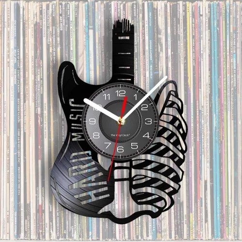 Miniatura 6 de Reloj de pared de guitarra de 12 pulgadas, moderno, decorativo, silencioso, de cuarzo, analógico, sin tictac, funciona con pilas, para amantes