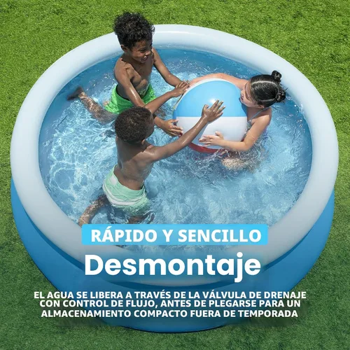 Miniatura 6 de Bestway Piscina inflable sobre el suelo, redonda de 6 x 20 pulgadas, material Tritech resistente a pinchazos, capacidad de 248 galones, fácil