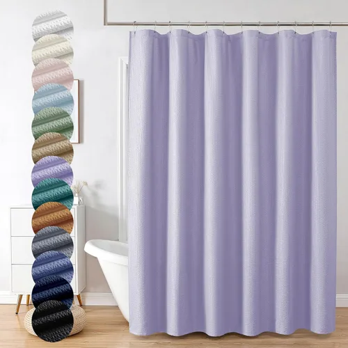 Miniatura 12 de OVZME Berry - Cortina de ducha extralarga verde de 96 pulgadas, cortina de baño de tela con textura en relieve 3D, cortina de baño grande para Verde