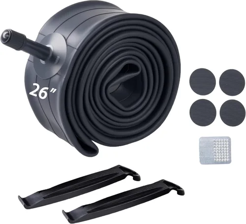 Tubo interior de bicicleta de 26"/27.5"/29"x1.75/1.95/2.10/2.125, tubo de goma butílica con válvula Schrader de 1.260 in, 2 palancas de neumáticos