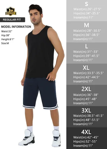 Miniatura 6 de Pantalones cortos largos de baloncesto para hombre con bolsillos con cremallera, malla de 11 pulgadas, pantalones cortos deportivos de secado